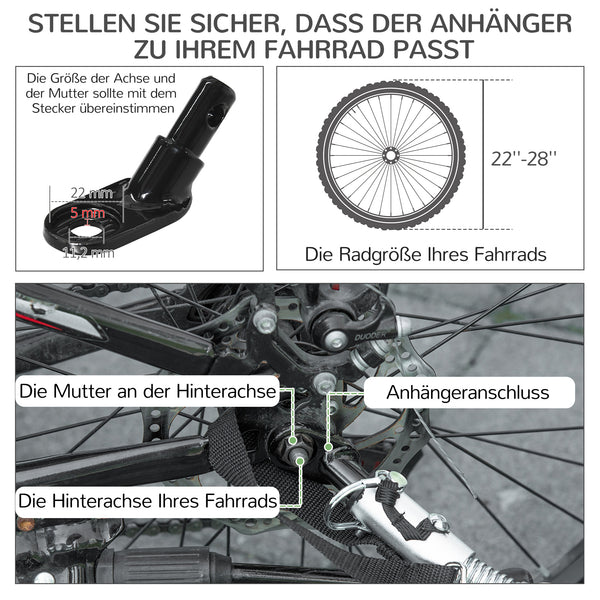 Hundeanhänger 3-in-1 mit Reflektoren bis 10kg Grau