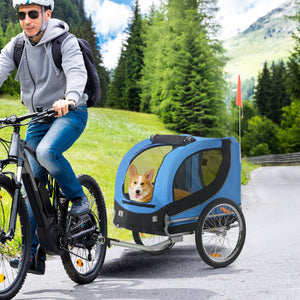 Hundeanhänger Fahrrad 130x73x90cm Blau-Schwarz