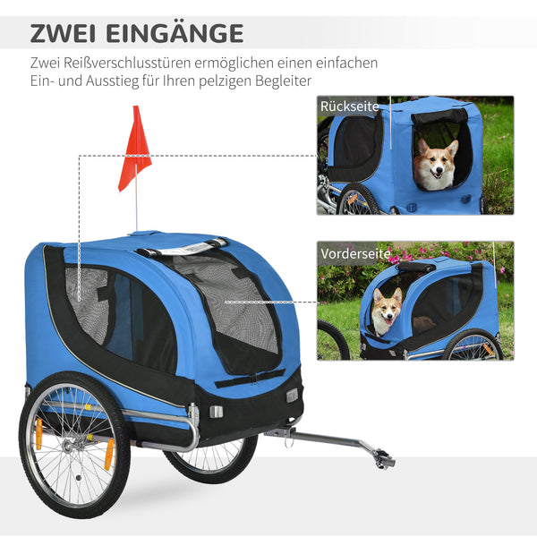 Hundeanhänger Fahrrad 130x73x90cm Blau-Schwarz