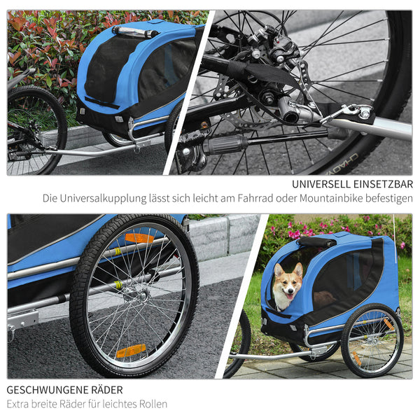 Hundeanhänger Fahrrad 130x73x90cm Blau-Schwarz