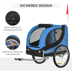 Hundeanhänger Fahrrad 130x73x90cm Blau-Schwarz