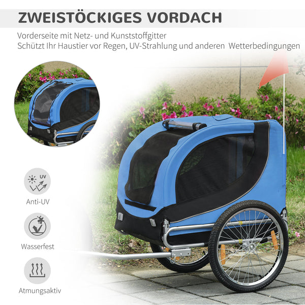 Hundeanhänger Fahrrad 130x73x90cm Blau-Schwarz