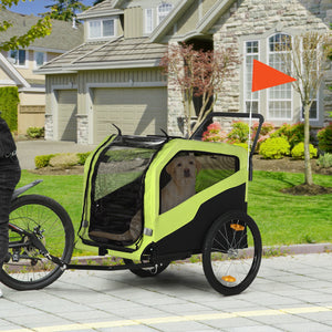 Hundeanhänger Fahrradanhänger & Buggy 2-in-1 bis 30kg für grosse Hunde Grün