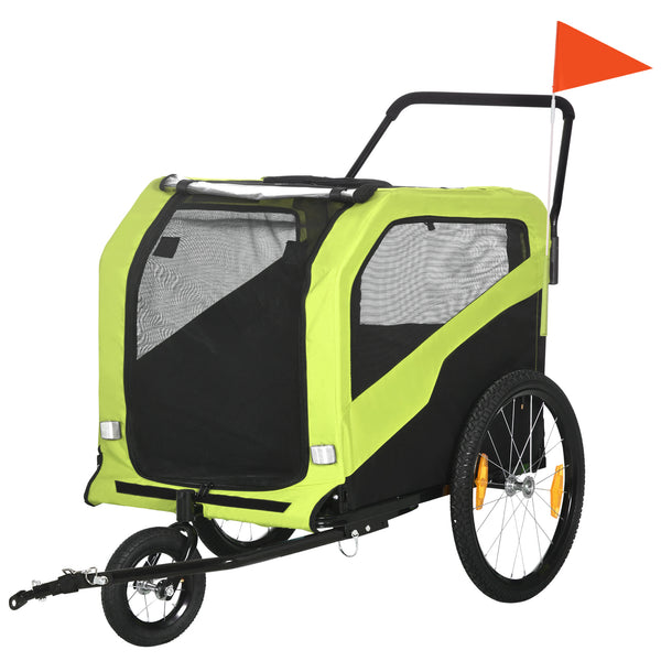Hundeanhänger Fahrradanhänger & Buggy 2-in-1 bis 30kg für grosse Hunde Grün
