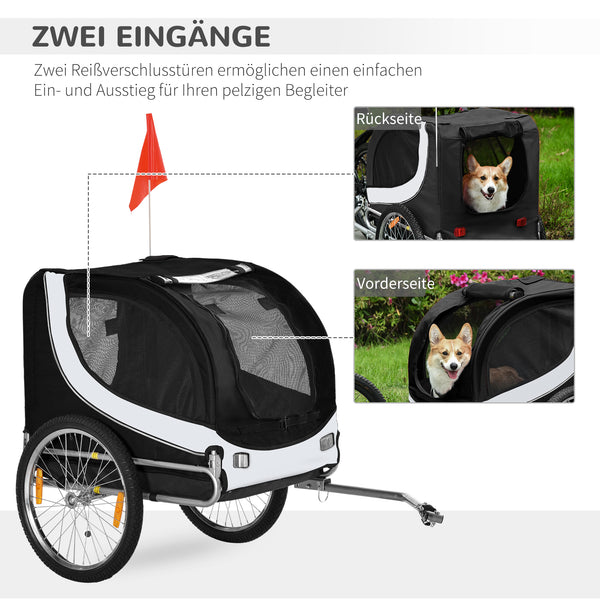 Hundeanhänger Fahrrad 130x73x90cm Weiss-Schwarz