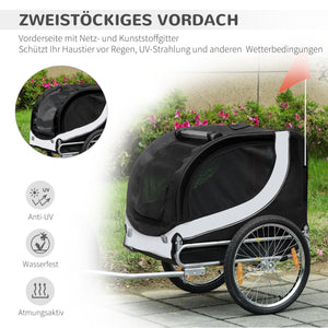 Hundeanhänger Fahrrad 130x73x90cm Weiss-Schwarz
