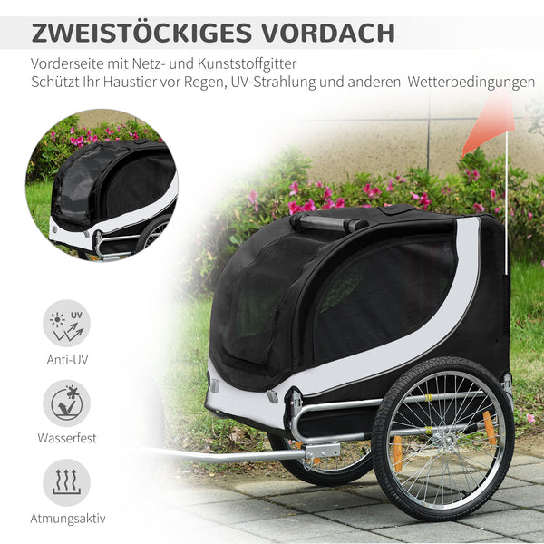 Hundeanhänger Fahrrad 130x73x90cm Weiss-Schwarz