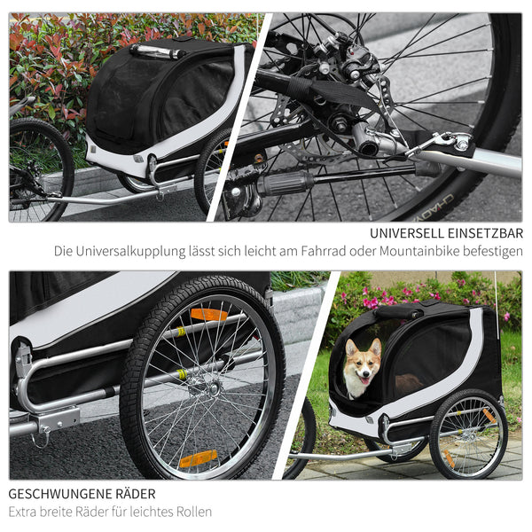 Hundeanhänger Fahrrad 130x73x90cm Weiss-Schwarz