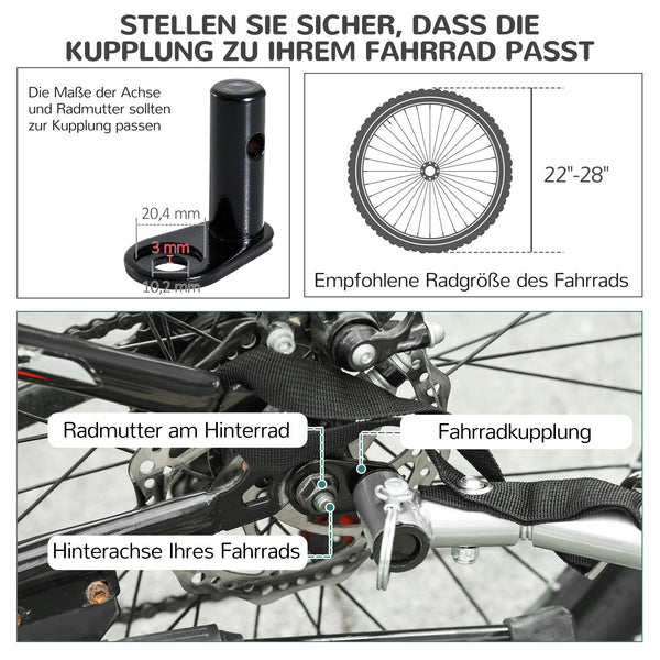 Hundeanhänger Fahrrad 130x73x90cm Weiss-Schwarz
