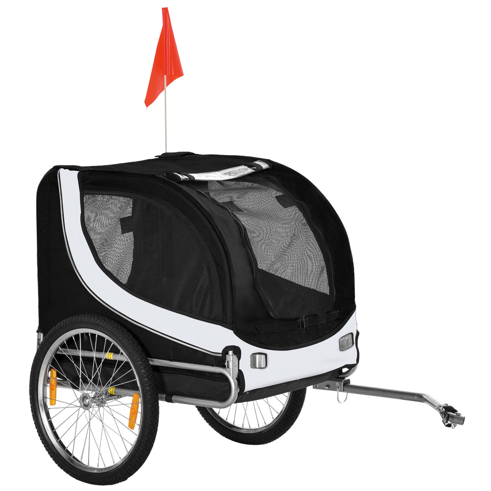 Rimorchio per cani per bicicletta, 130x73x90cm, bianco-nero