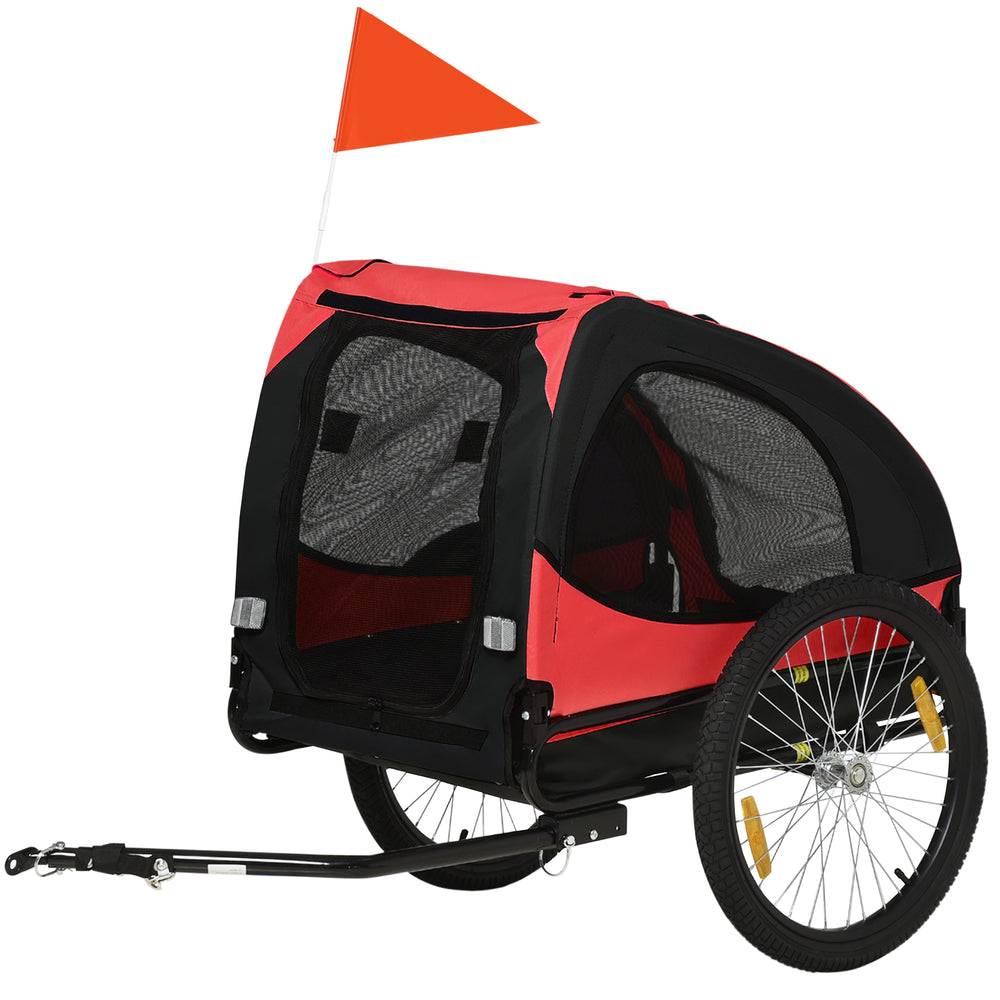 Rimorchio pieghevole per cani, rimorchio per bicicletta, resistente all'acqua, rosso