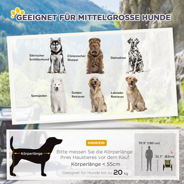 Hundeanhänger mit Sicherheitsleine & Netzfenstern bis 20kg Gelb