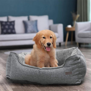Hundebett Schlafsofa rutschfest 70x55x21cm Leinenoptik Hellgrau