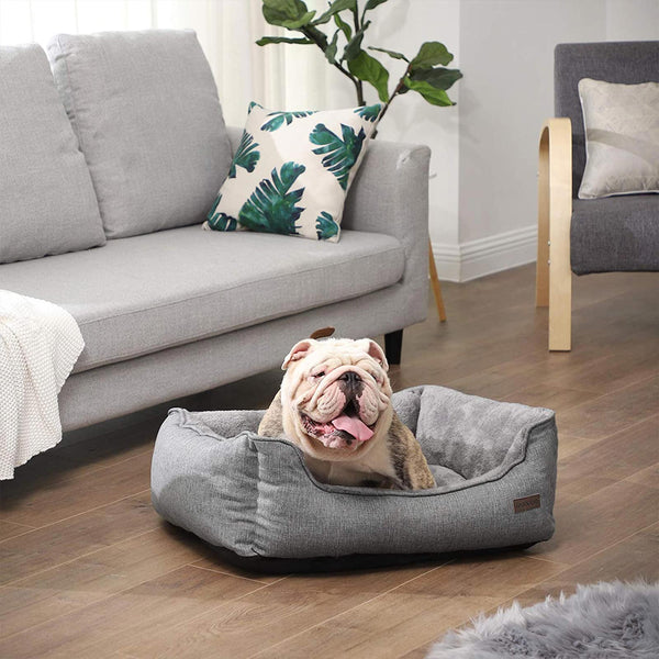 Hundebett Schlafsofa rutschfest 70x55x21cm Leinenoptik Hellgrau