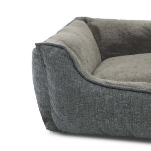 Hundebett Schlafsofa rutschfest 70x55x21cm Leinenoptik Hellgrau