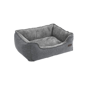 Hundebett Schlafsofa rutschfest 70x55x21cm Leinenoptik Hellgrau