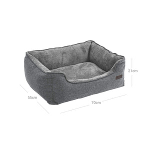 Hundebett Schlafsofa rutschfest 70x55x21cm Leinenoptik Hellgrau