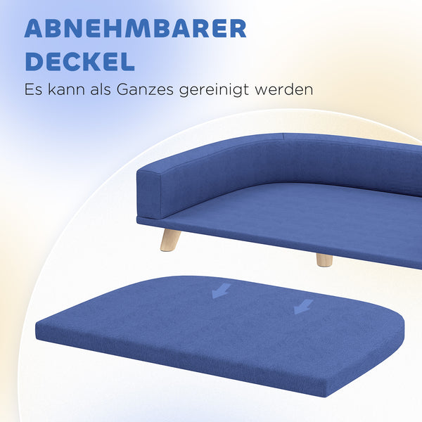 Hundebett mit Sofa Design für Hunde aus Holz blau