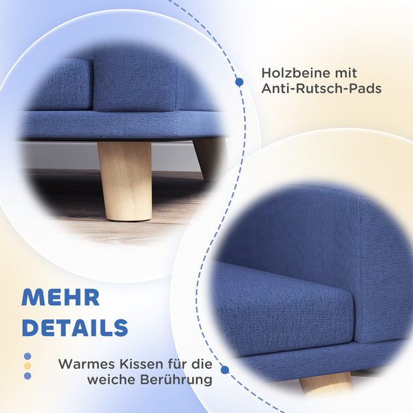Hundebett mit Sofa Design für Hunde aus Holz blau