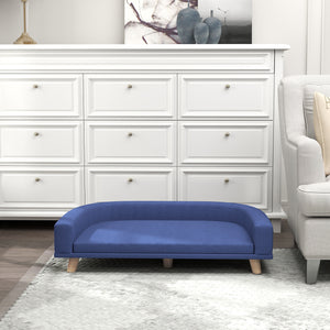 Hundebett mit Sofa Design für Hunde aus Holz blau