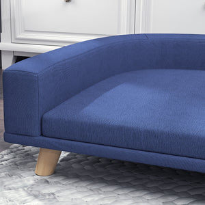 Hundebett mit Sofa Design für Hunde aus Holz blau
