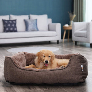Hundebett waschbar pflegeleicht 90x75x25cm Stoff Braun