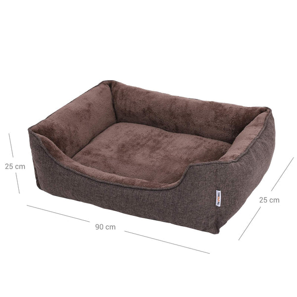 Hundebett waschbar pflegeleicht 90x75x25cm Stoff Braun