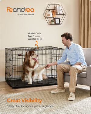Hundebox 122cm Schwarz mit 2 Türen