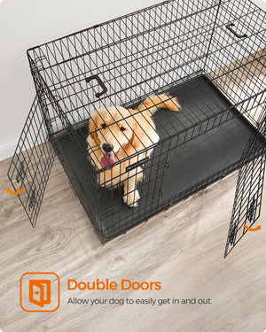 Hundebox 122cm Schwarz mit 2 Türen