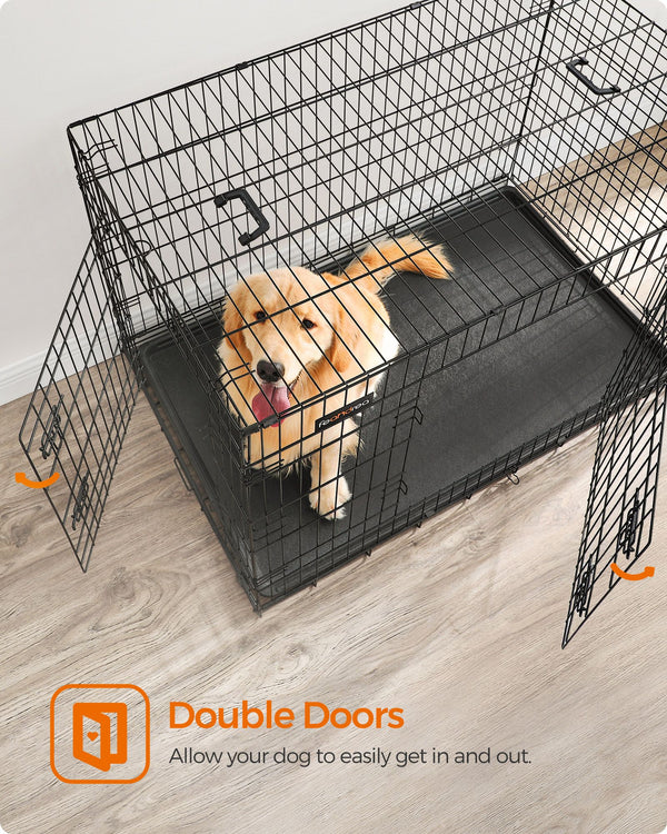 Hundebox 122cm Schwarz mit 2 Türen