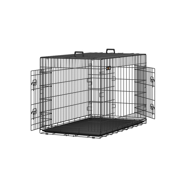 Hundebox 122cm Schwarz mit 2 Türen