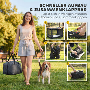Hundebox faltbar mit Kissen waschbar für Hunde bis 20kg armeegrün