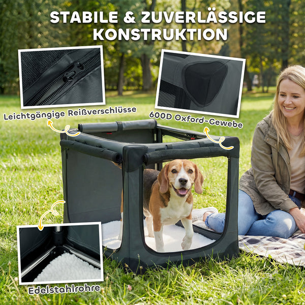 Hundebox faltbar mit Kissen waschbar für Hunde bis 20kg armeegrün