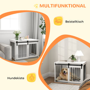 Hundebox gross mit Schiebetür Belüftung Holz Stahl