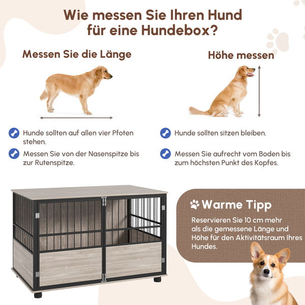 Hundebox Zwinger Hundebox robust für grosse Hunde 100x60x68cm Holzoptik schwarz