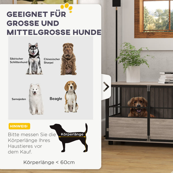 Hundebox Zwinger Hundebox robust für grosse Hunde 100x60x68cm Holzoptik schwarz