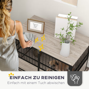 Hundebox Zwinger Hundebox robust für grosse Hunde 100x60x68cm Holzoptik schwarz