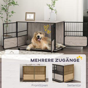 Hundebox Zwinger Hundebox robust für grosse Hunde 100x60x68cm Holzoptik schwarz