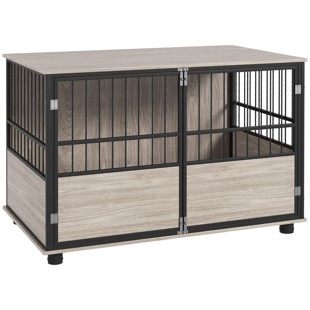 Hundebox Zwinger Hundebox robust für grosse Hunde 100x60x68cm Holzoptik schwarz