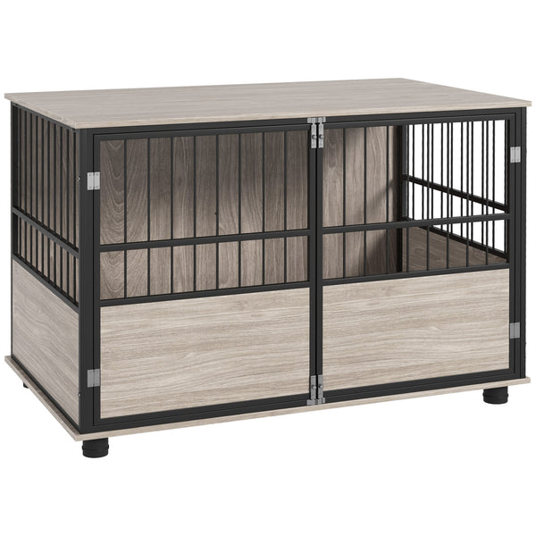 Hundebox Zwinger Hundebox robust für grosse Hunde 100x60x68cm Holzoptik schwarz