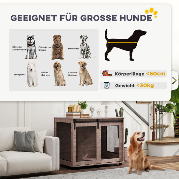 Hundebox Transportbox für Hunde mit Türen 98x60x78cm hellbraun