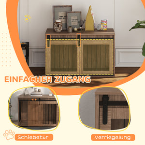 Hundebox Hundekäfig gross verschliessbar für Wohnzimmer Holzoptik