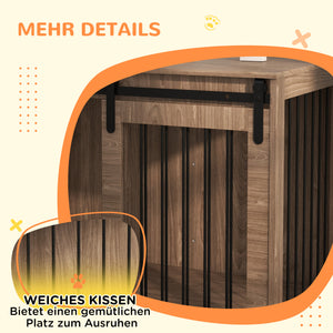 Hundebox Hundekäfig gross verschliessbar für Wohnzimmer Holzoptik