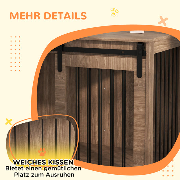 Hundebox Hundekäfig gross verschliessbar für Wohnzimmer Holzoptik