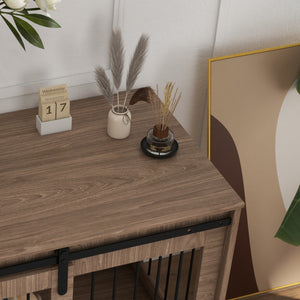 Hundebox Hundekäfig gross verschliessbar für Wohnzimmer Holzoptik