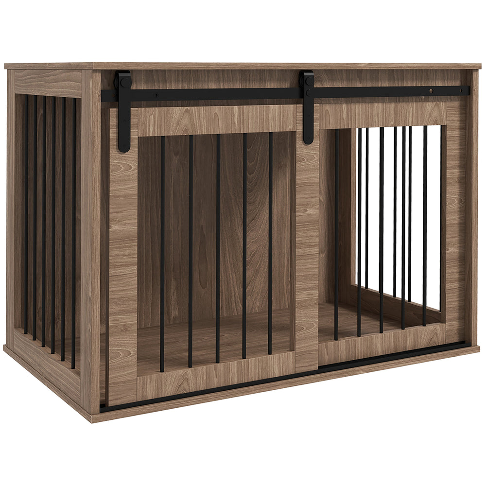 Hundebox Hundekäfig gross verschliessbar für Wohnzimmer Holzoptik
