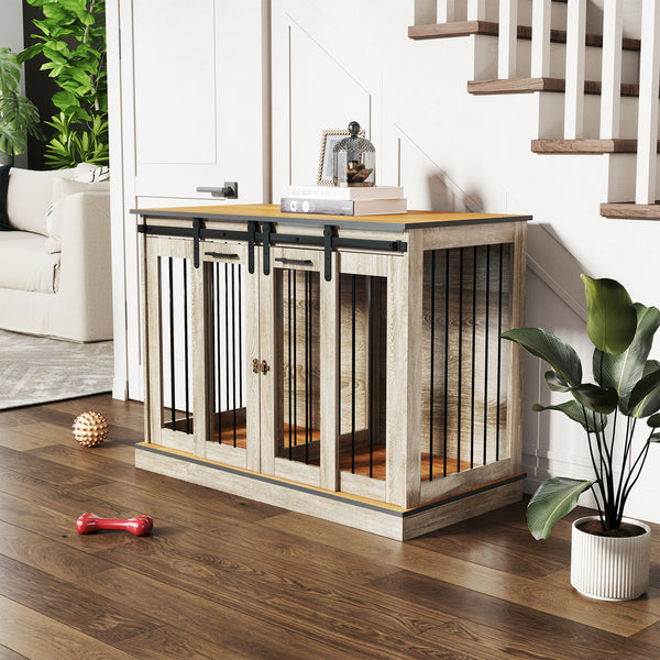 Hundebox Zwinger Hundekäfig Transportbox abschliessbar mit 2 Türen braun