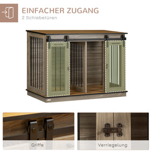 Hundebox Zwinger Hundekäfig Transportbox abschliessbar mit 2 Türen braun