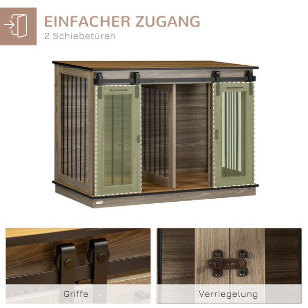 Hundebox Zwinger Hundekäfig Transportbox abschliessbar mit 2 Türen braun