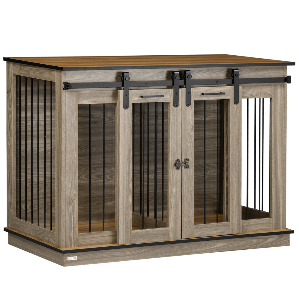 Hundebox Zwinger Hundekäfig Transportbox abschliessbar mit 2 Türen braun